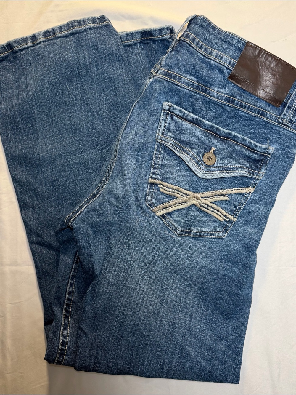 TK Axel Men's Slim Fit Bootcut Blue Medium Wash Stretch Denim Jeans 32x32